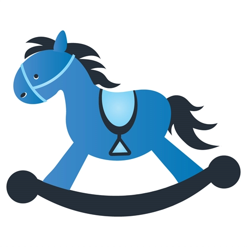 Baby Shower Rocking Horse with Baby Blocks Sticker